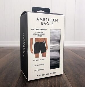 American Eagle Flex Boxer Brief 6 Inch 5-Pack Size XS Gray Multi Wicking Stretch